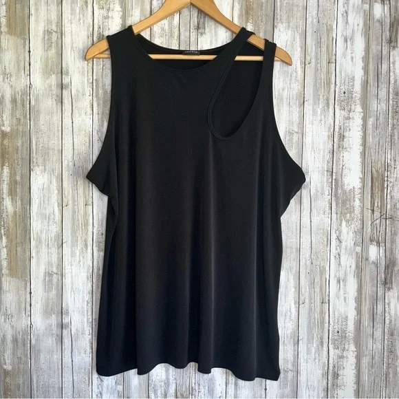 Torrid Black Asymmetrical Cutout Tank 3X Plus High Neck Sleeveless Minimalist - Picture 2 of 7